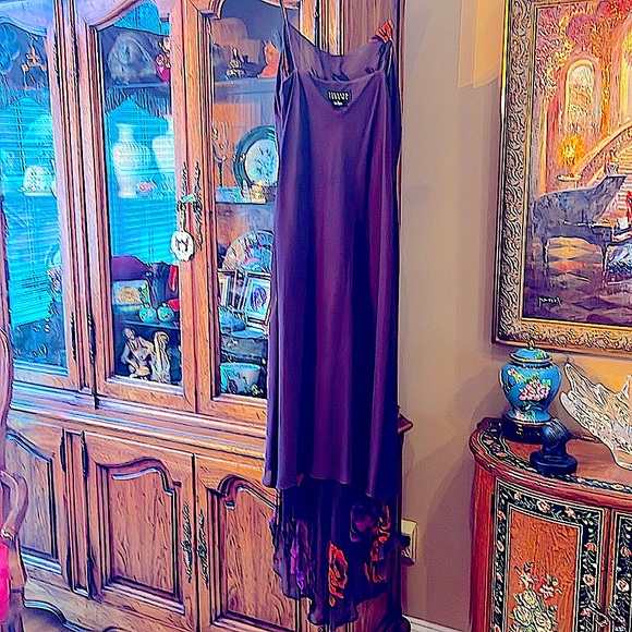 PARTY PARTY Gorgeous100% SilkSpenserJermy lightlyBeaded Purple&orangeFlowers.8π - Picture 9 of 13